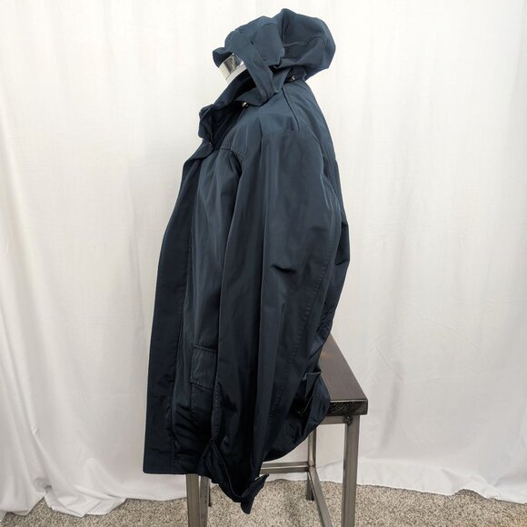 Cole Haan Rain Coat Jacket Medium Blue Hood - Picture 4 of 12